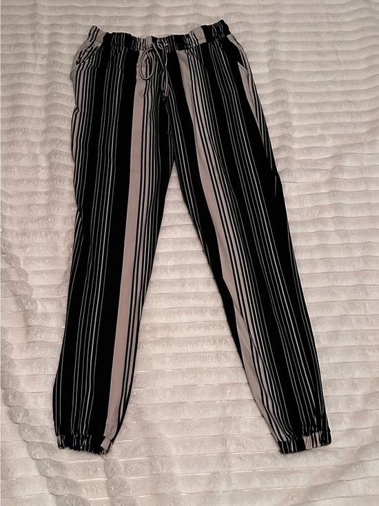 Hot Kiss Pants - Hot Kiss Black and Beige Striped Skinny Pants